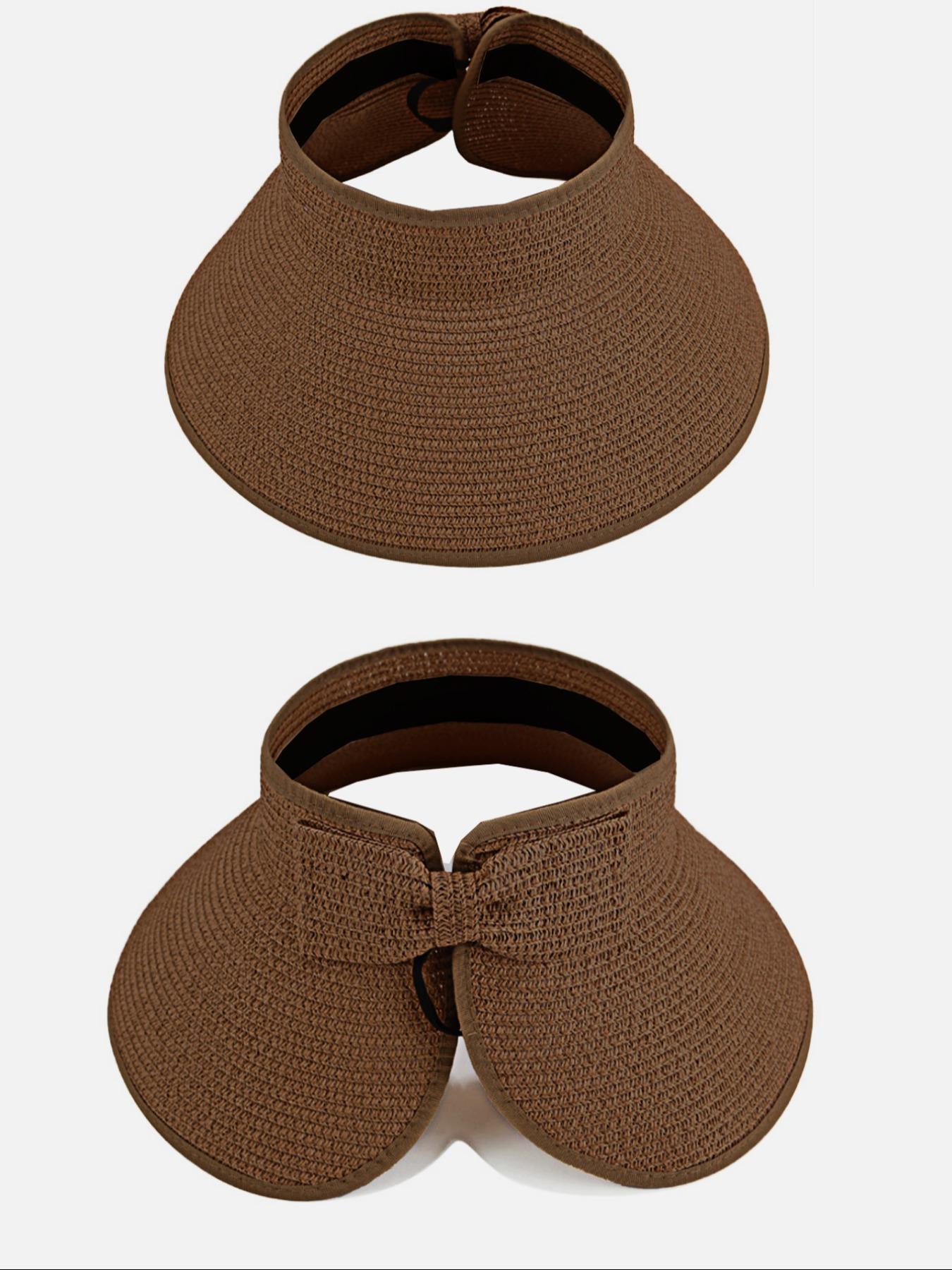 Women's Bowknot Design Straw Hat, Casual Summer Sun Braided Visor Hat for Women & Girls, Fashion Accessories for Travel Beach Vacation