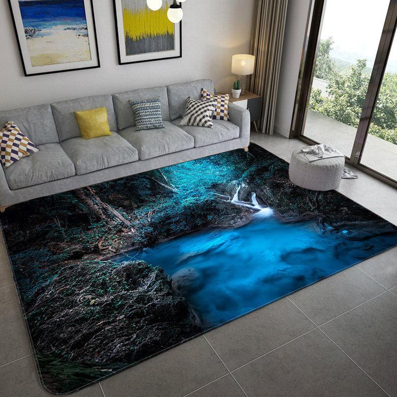 Green Forest Tree Hole Flannel Area Rug - Realistic Jungle Landscape Print Soft Mat for Living Room, Non-Slip Nature Home Decor#ForestRug #TreeHoleMat #JungleLandscapeDecor #RealisticCarpet #NonSlipFlannelRug