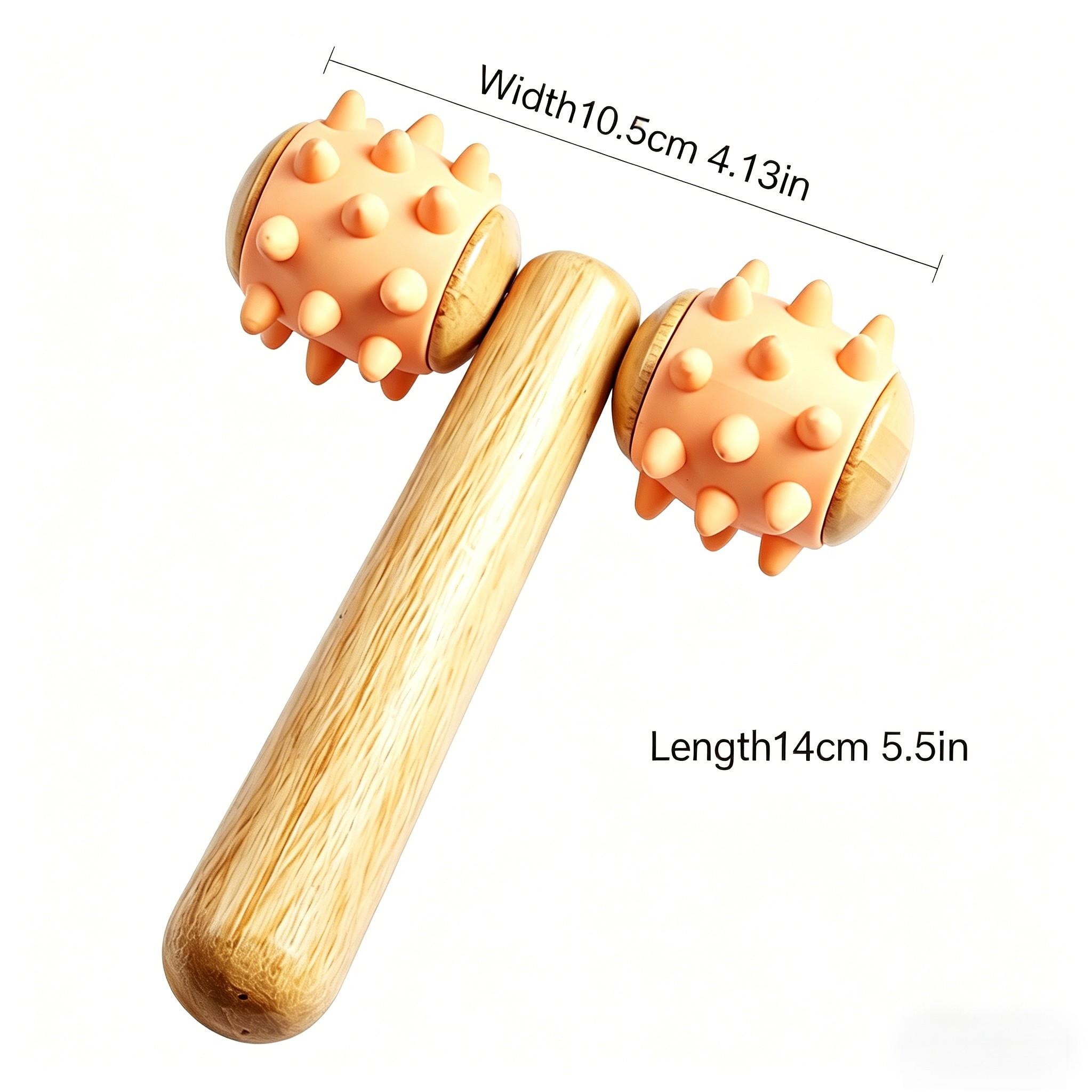 Portable Wolf Tooth Massage Stick Dual Ball Roller Bamboo Meridian Muscle Rolling Slimming Body Massager Tool