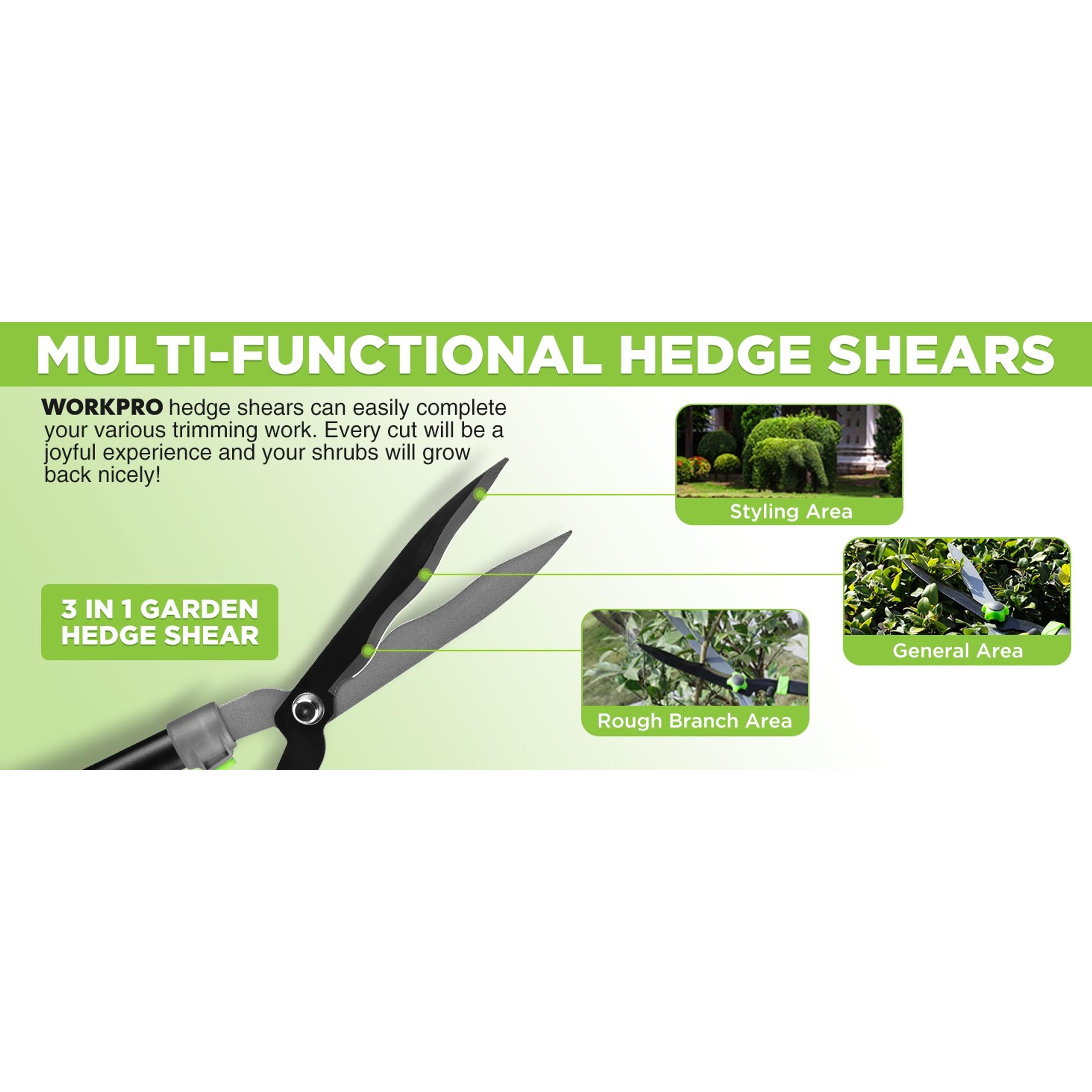 Extendable Hedge Shear, 25"-33" Manual Hedge Clipper/Bush Cutter | Gardening Shears with Steel Wavy Blade, Shock Absorbing Bumper, Ergonomic Handle for Pruning Borders & ShrubsGift