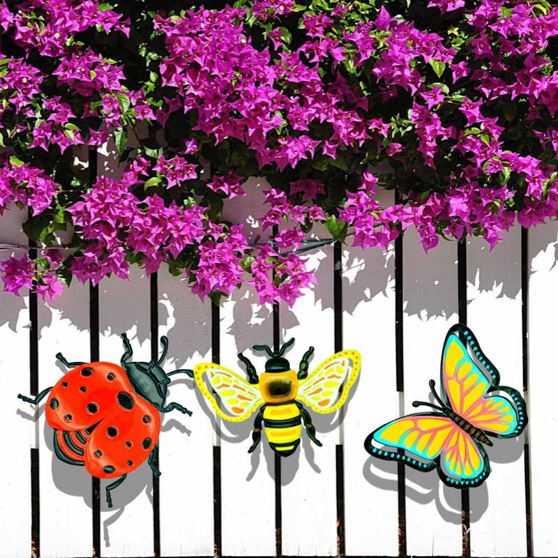 4-Pack 3D Iron Butterfly Wall Decor, Creative Painted Metal Art for Garden Outdoor Hanging, Unique Craftsmanship for Home Decoration