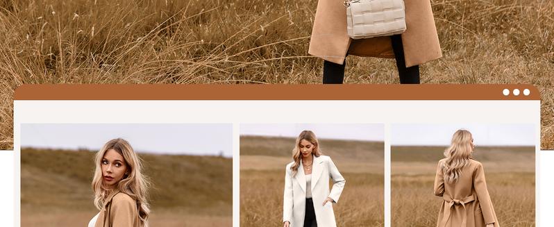 FMEYOA Womens 2025 Notched Lapel Collar Coats Open Front Long Jackets Overcoat with Belt