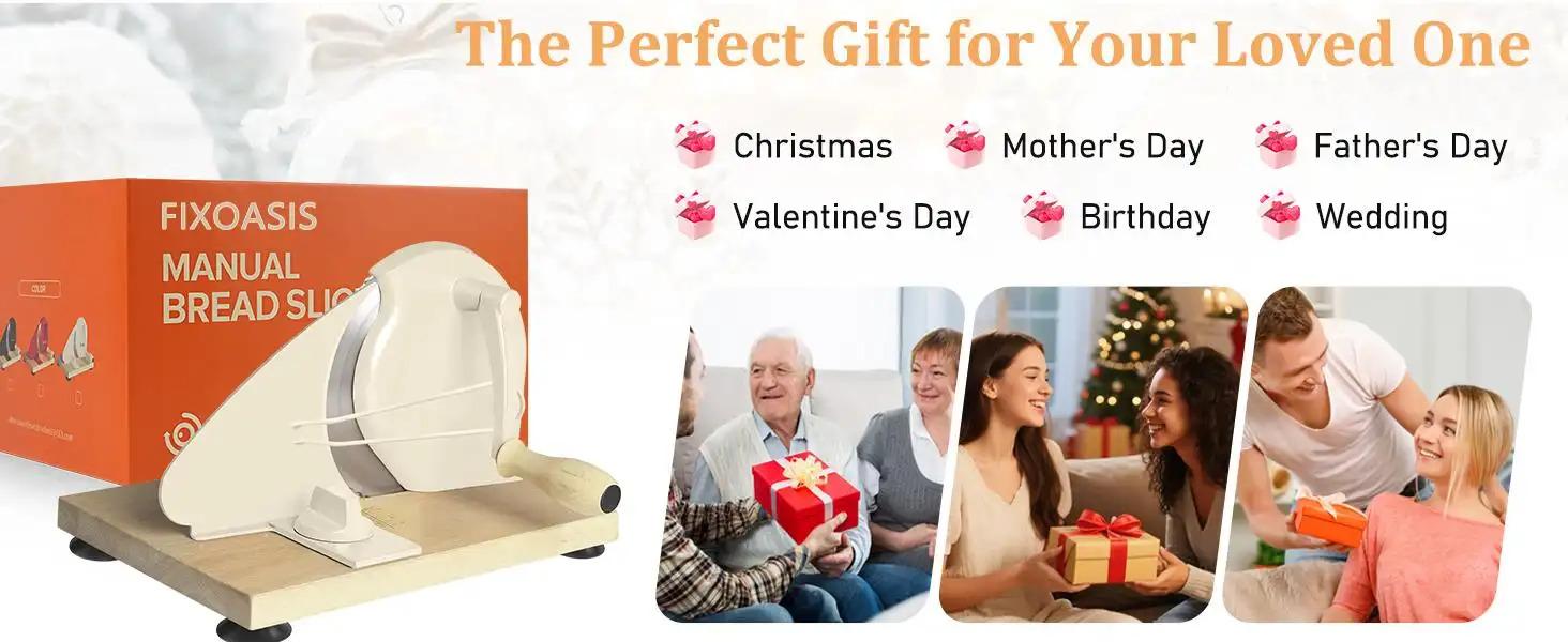 Manual Bread Slicer for Homemade Sourdough Bread,Metal Guide & Adjustable Thickness, Hand Crank Bread Slicer with Scale Line and Suction Cup, Sharp Blade, Suitable for Sourdough Bread, Etc