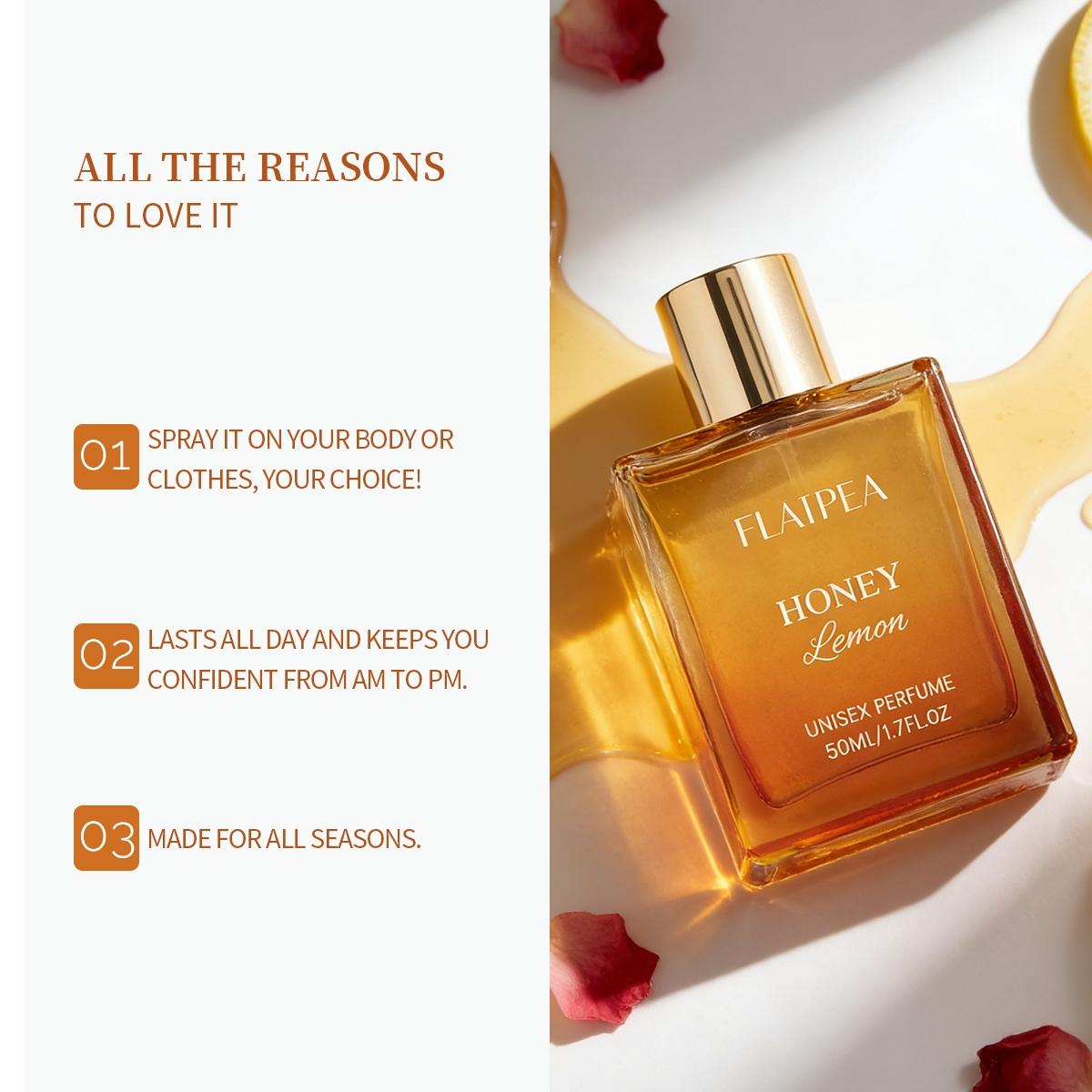 50ML Honey Lemon Perfume, Rich Layered Unisex Scent for Men & Women, Fresh Lemon with Rose, Long Lasting Fragrance for Daily Use