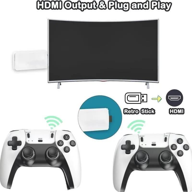 Retro game console, featuring over 20,000 games and 26 emulators, equipped with 26 wireless controllers, TF card, HDMI output interface, and 2 ergonomic wireless controllers. Suitable for all age groups and ideal for gift-giving during holidays.