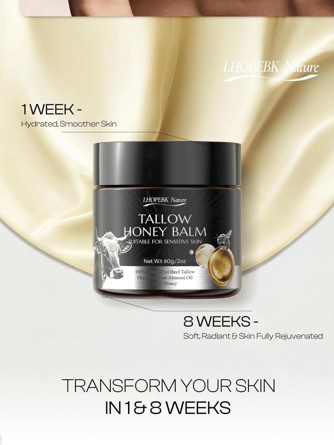 【Highly Recommended】Organic Grass-Fed Tallow & Raw Honey Balm — Intensely Nourishing Cream for Soft, Glowing Skin — Handcrafted with Care