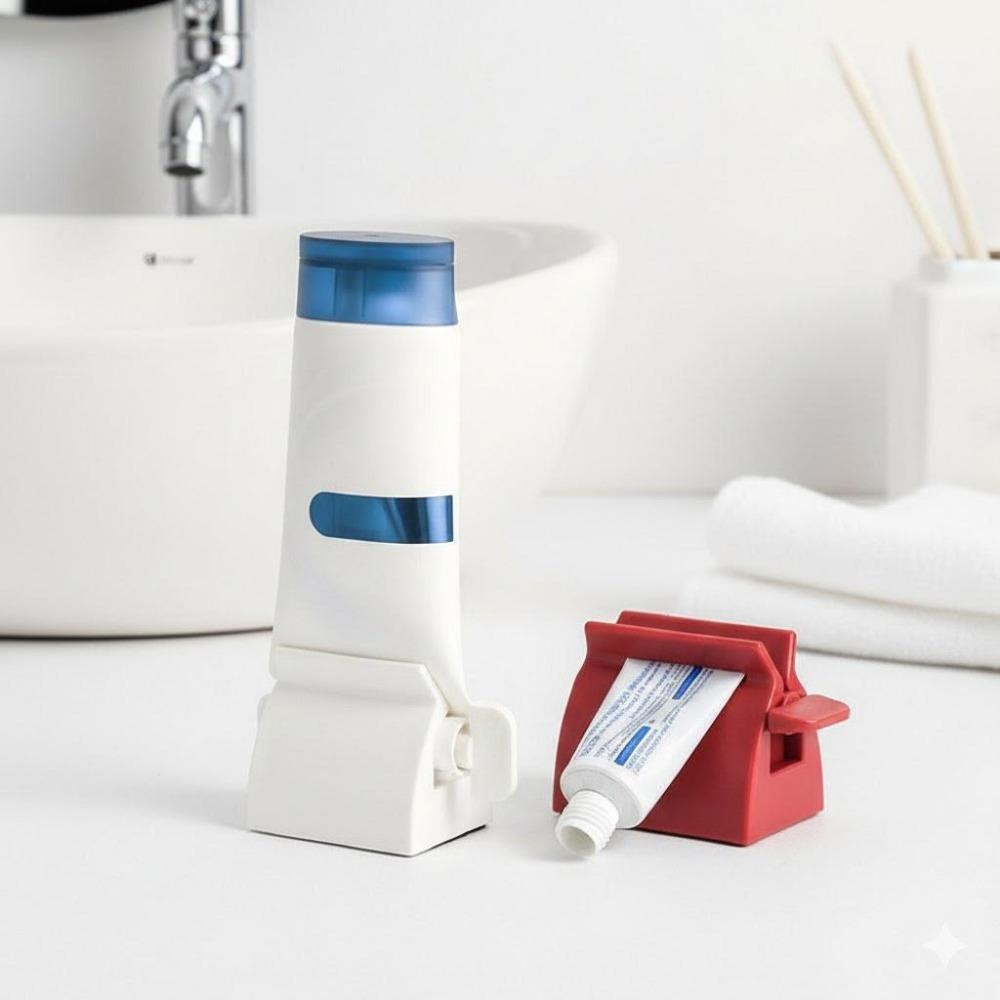 Portable Toothpaste Squeezer & Wall-Mounted Organizer: Toothpaste Holder, Space-Saving Dispenser for Tidy Counters. Easy Install, Waterproof, Fits All Tubes, Reduces Waste, Smooth Roller Design. Essential for Modern Bathrooms.