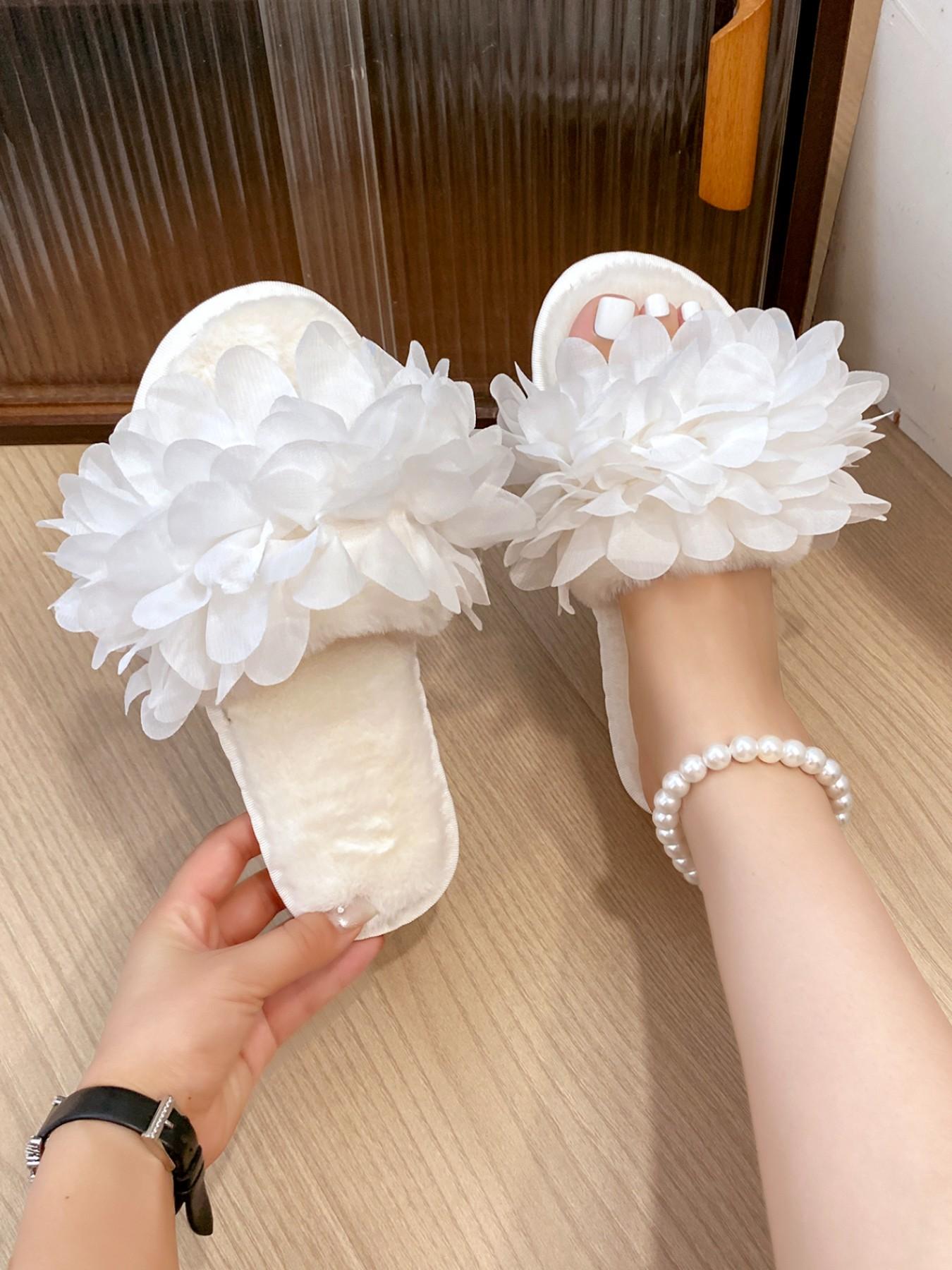 Fashion Floral Slippers, Soft Sole Comfortable Indoor Shoes, Elegant Textile Material, Less Than Ankle Height, Tpu Sole, Multifunctional Footwear