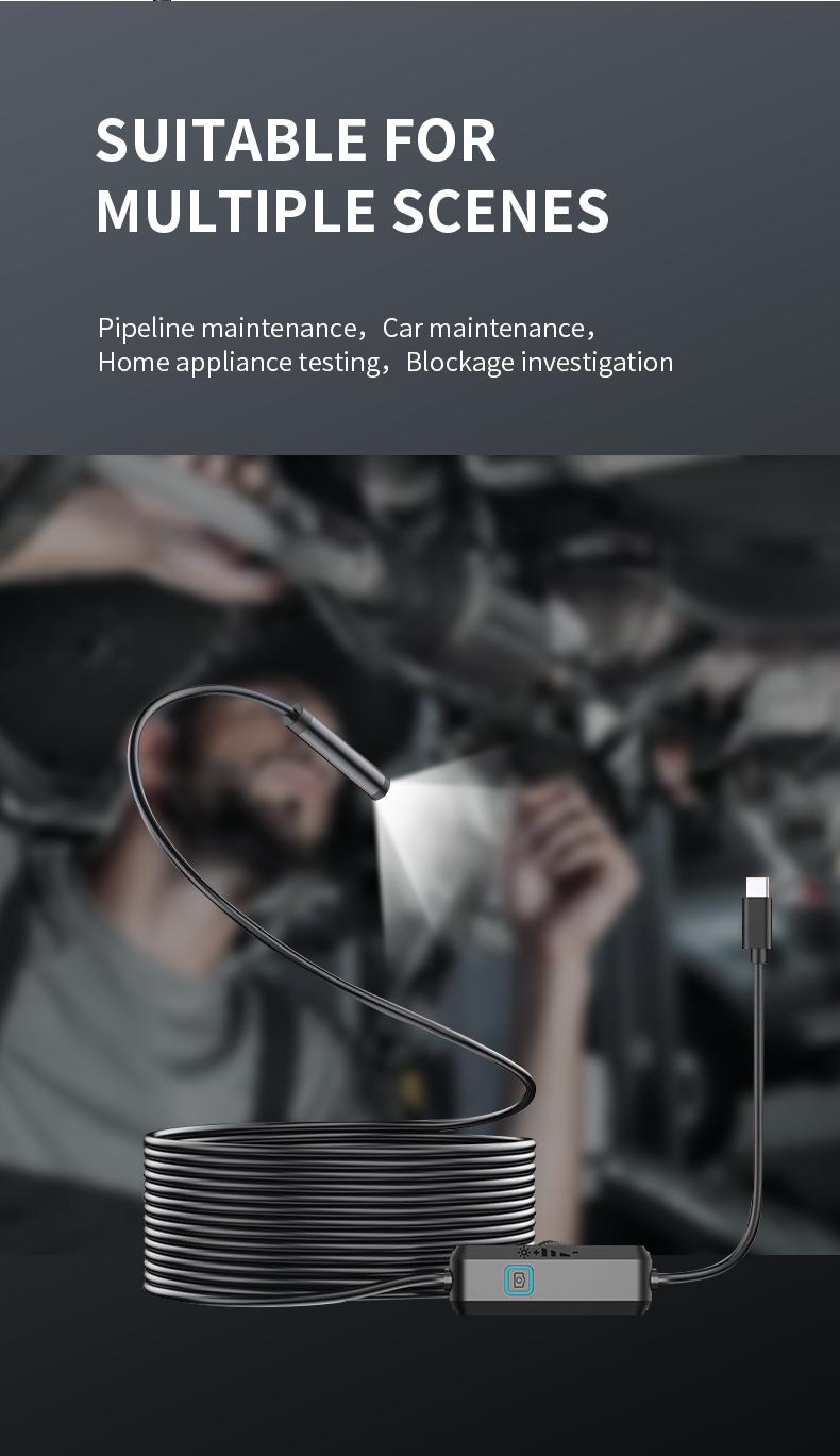 Endoscope Camera with Light,HD Borescope Tools,Adjustable LED Lights, Photo and Video Recording,Semi-Rigid Snake Camera, IP67 Waterproof Inspection Borescope for Android Phones and Laptops for Automotive Repair, Plumbing Sewer,HVAC,Men Tools Cool Gadgets