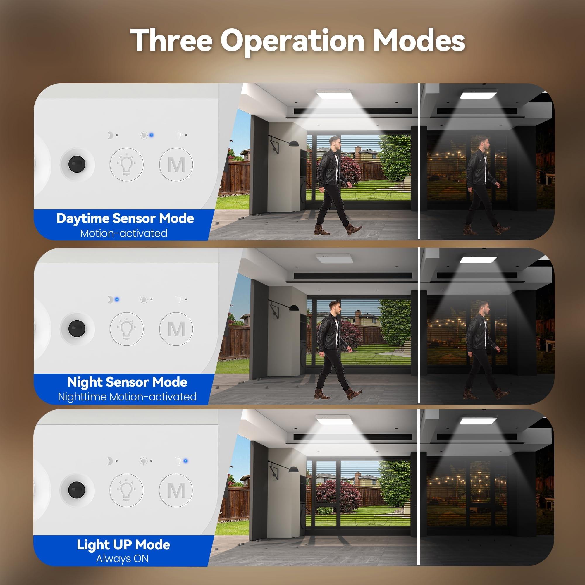 Rechargeable Motion Sensor Ceiling Lights, 4000mAh Battery Operated Lights Indoor with Remote, 3 Color Temperatures in One, Cordless Mount Pir Light for Porch Hallway Cupboard Understairs Bedroom