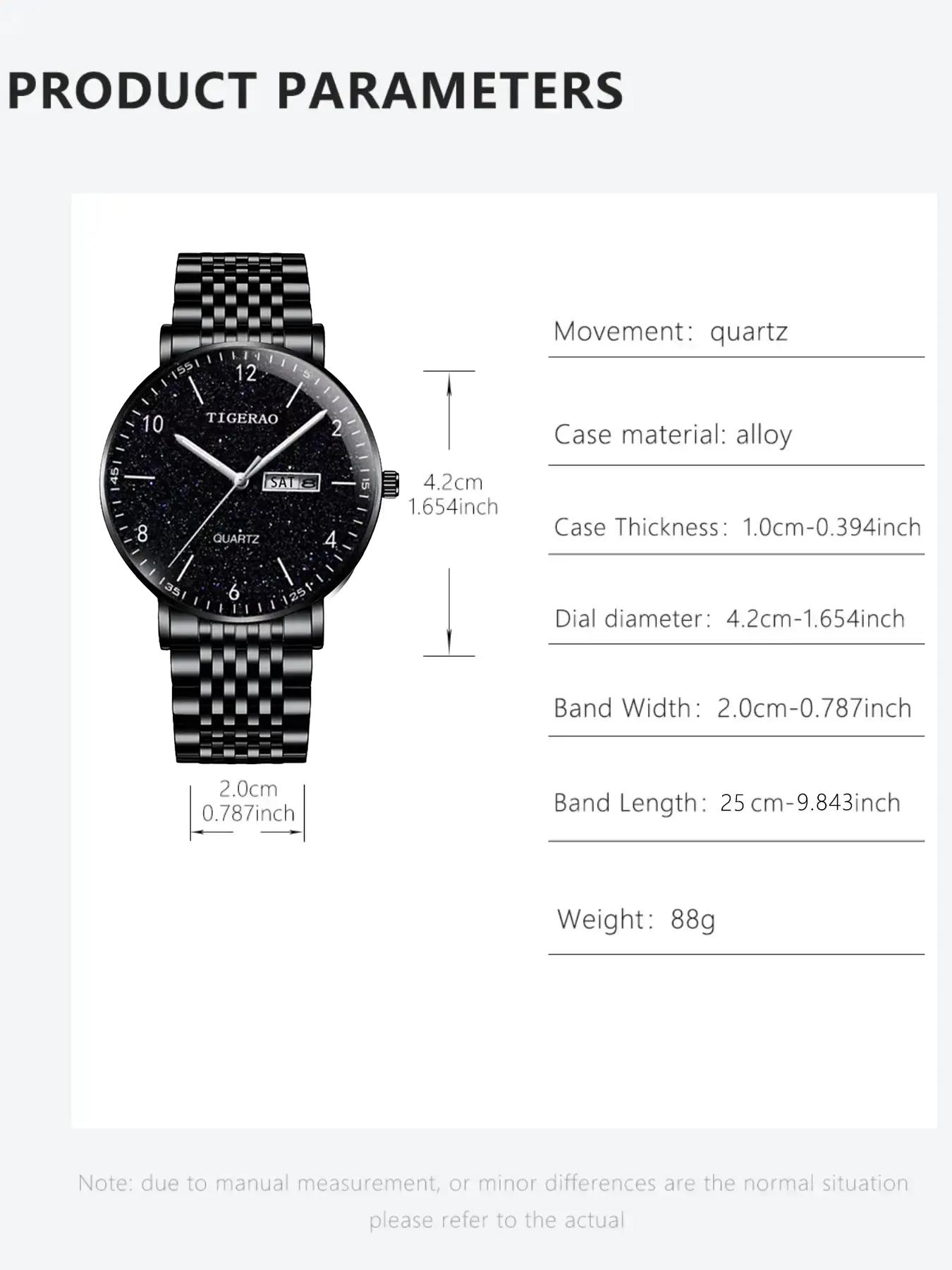 Men's Classic Business Fashion Round Dial Quartz Watch, Luminous Pointer Design Wristwatch for Men, Ideal Holiday Gift for Men, with Box