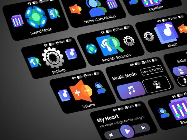 TOZO NC20 Pro Active Noise Cancelling Wireless Earbuds with Smart Touch Screen, LDAC Hi-Res Audio, Stereo Bass, 6 Mics AI Call Ear Buds, 80H Playtime, IPX8 Waterproof, 32 EQ via App, Wireless Charging