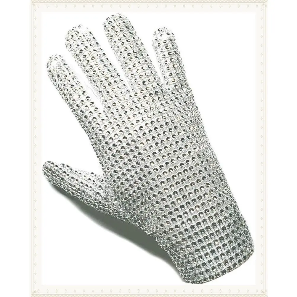 Rhinestone Glove Silver Sequin Dance Gloves Classic Role Player Punk GloveGift