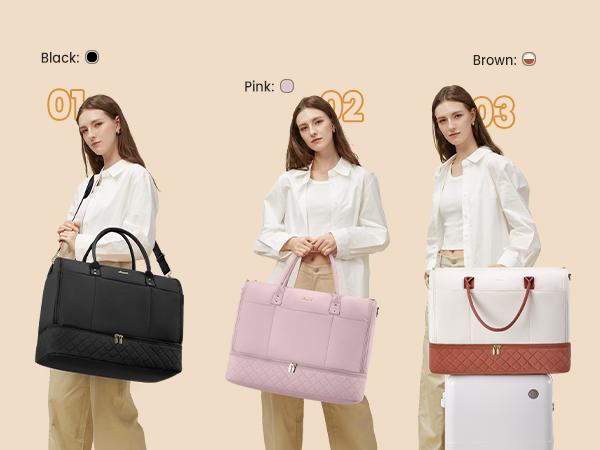 【Valentine's Day Gift】LOVEVOOK Hanging Suitcase Suit Bag for Women with Shoe Compartment and Toiletry Pouch, Convertible 2 in 1 Garment Bag, Waterproof Weekender Bag with Toiletry Bag, Carry On Travel Duffel Bag for Business Trip, Wedding