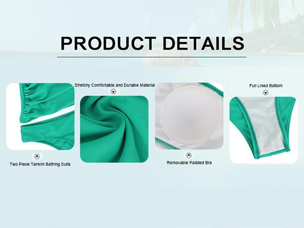 Tempt Me Two Piece Tankini Bathing Suits for Women One Shoulder Swim Top with Bottom Swimsuits Tummy Control Tankini with Swim Briefs