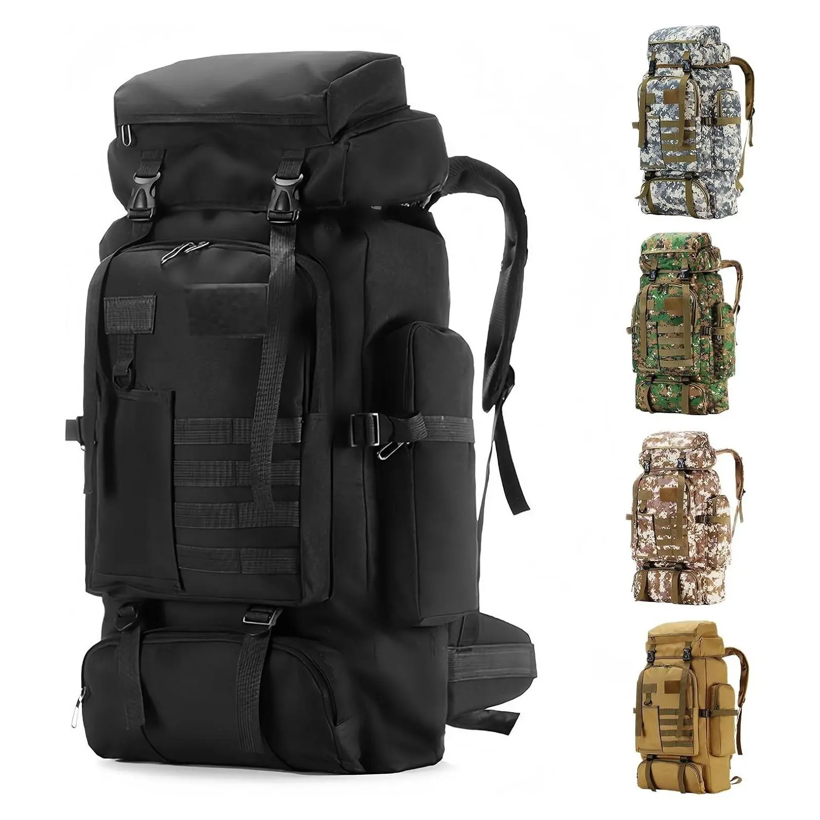80L Tactical Backpack Military Rucksack Waterproof Large Travel Camping Backpack for Men Women, Molle Outdoor Sport Cycling Daypack BlackGift