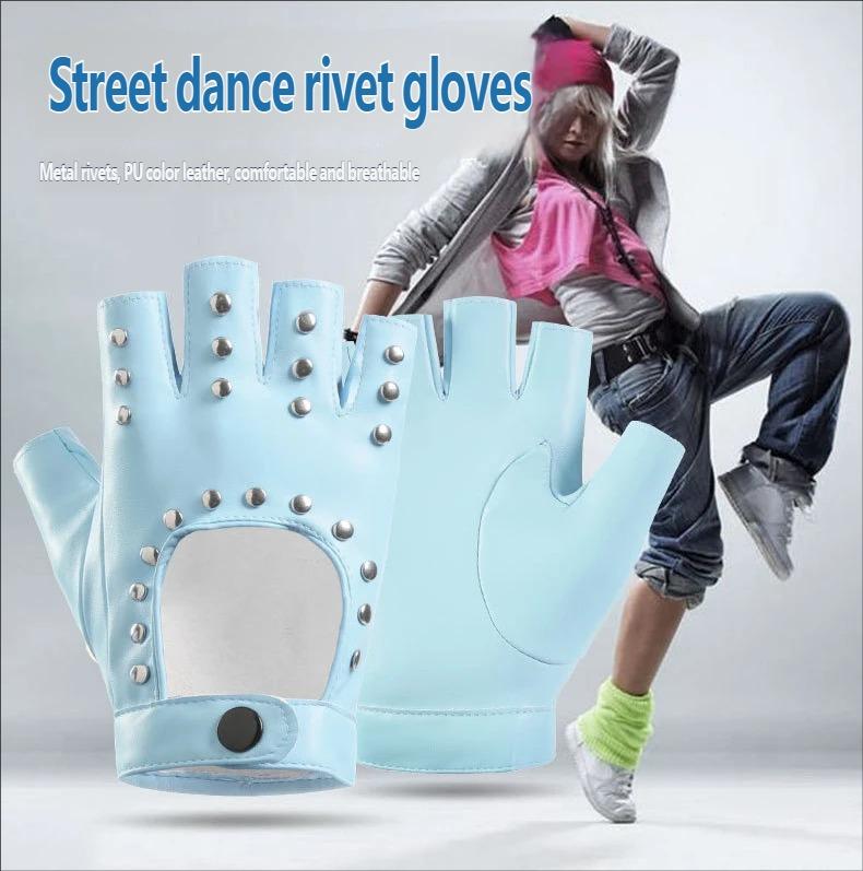 Women's Half-Finger Gloves for Motorcycle Riding Driving Steel Dance Nightclub Performance Cosplay, Stylish and Functional Accessory
