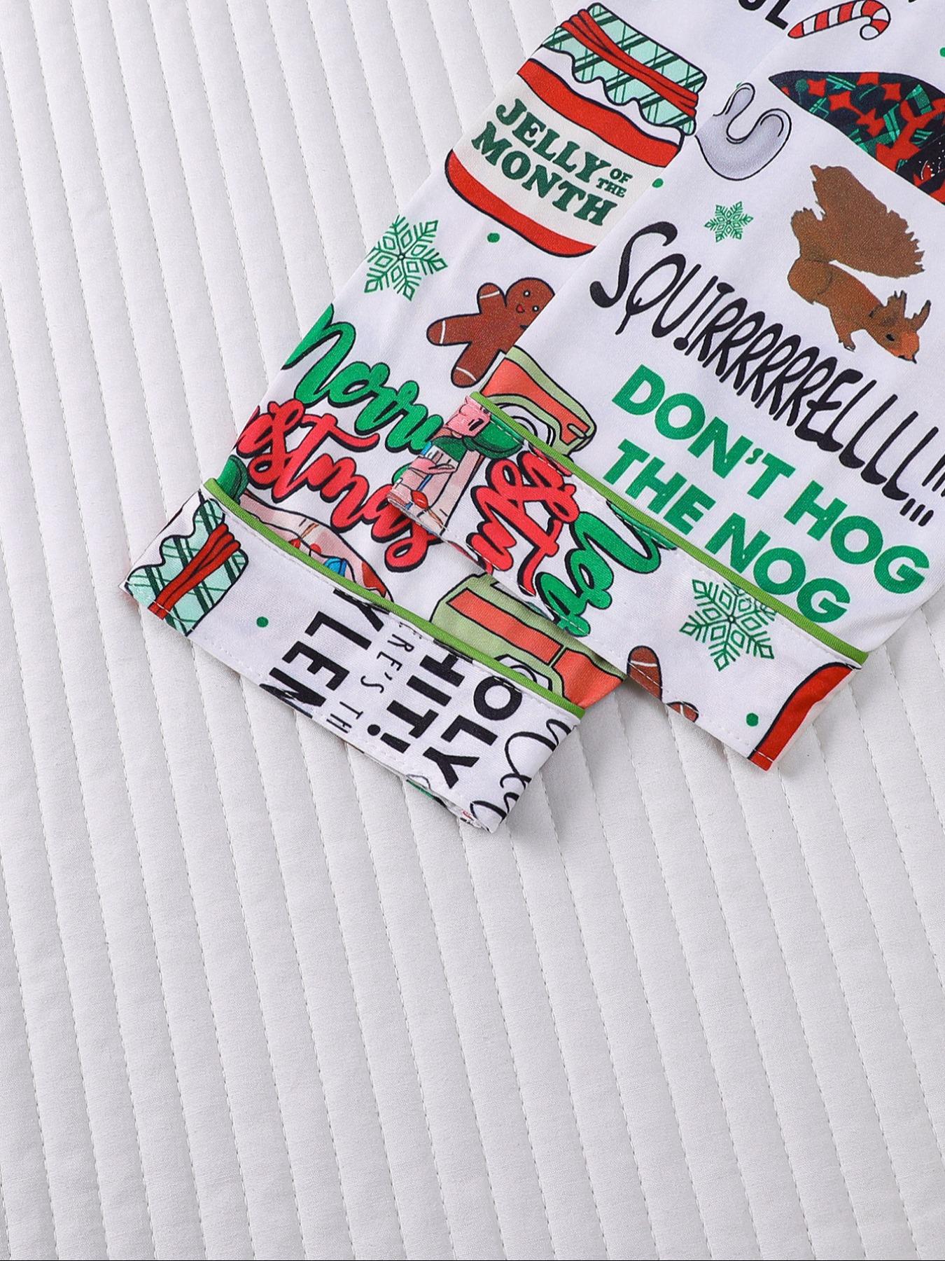 【Christmas Pajamas】It's A Beaut Clark Christmas Women's Set, Long Sleeve Button Front Top & Elastic Pants, Soft Comfortable Holiday Sleepwear & Loungewear for Women