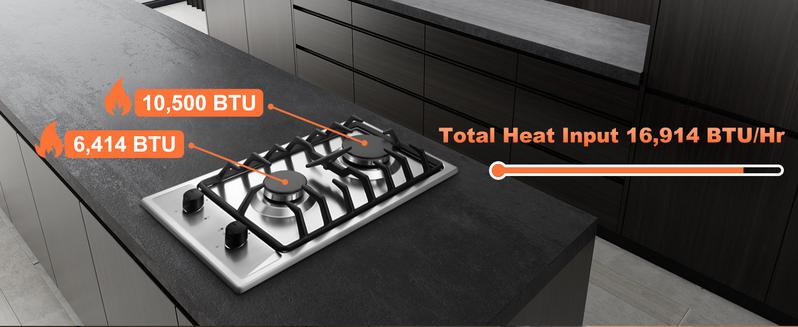 12 Inch Drop-In 2 Burner Gas Cooktop Stainless Steel NG LPG Convertible Propane Range RV Stove Built-In Cooktop GH001-122S-J