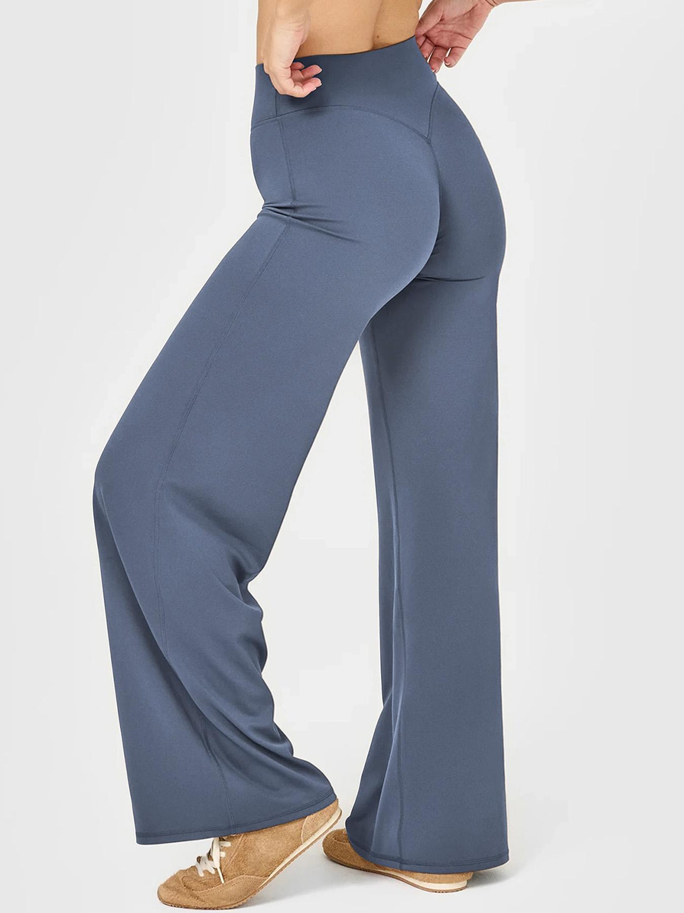 Women's High Waist Straight Leg Pants, Loose Soft Yoga Wide Leggings, Pilates Running Fitness High Waist Straight Leg Pants, Solid Color Leggings