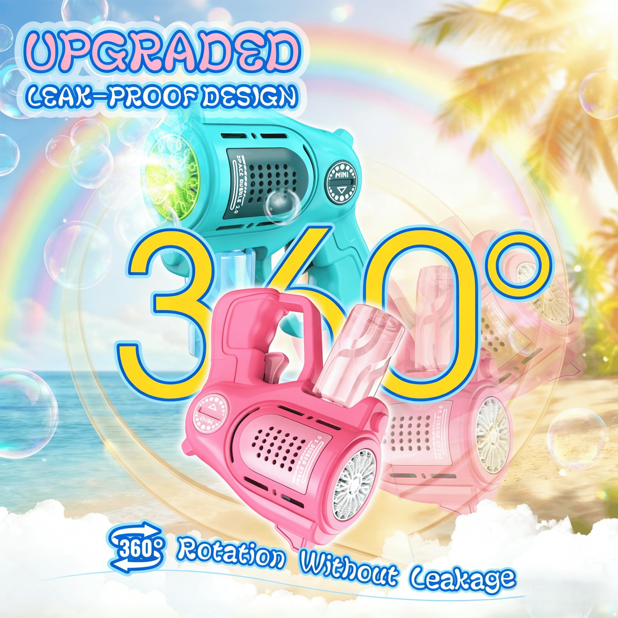 21-Hole Automatic Water Absorption Mini Space Electric Bubble Machine  with 1 Bottles Solution  60ml Bubble Gun for  Kids 3-8  Party Favors Summer Outdoors Wedding Toys Gifts for Boys Girls