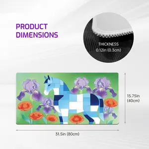 LIVEKEY XXL Extended Mousepad (40x80cm) - Non-Slip Gaming Mouse Pad with Stitched Edges, Geometric Horse & Flowers Print, Ultra-Wide Desk Mat for Office, Work Desk Accessories, Office Desk Accessories