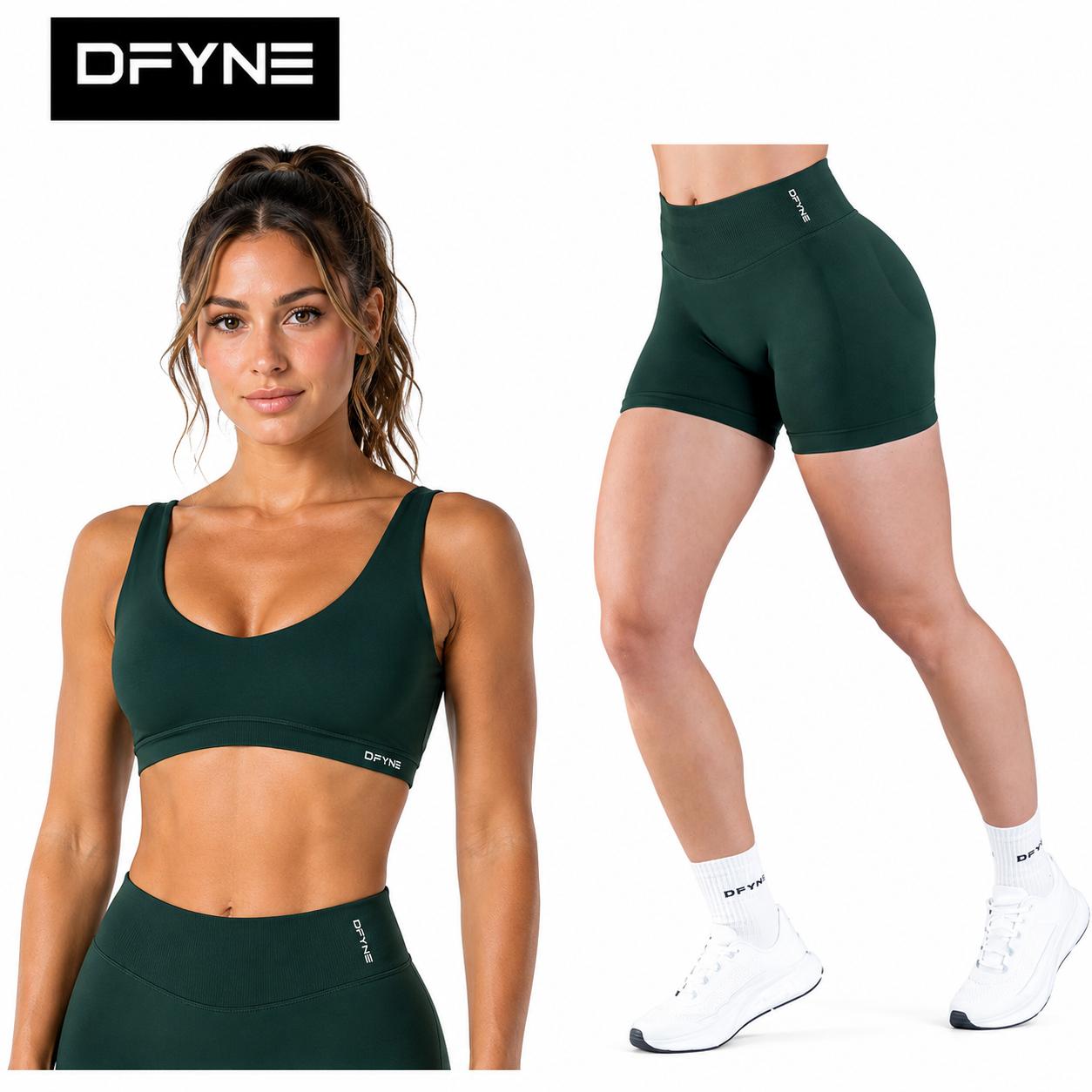 DFYNE Women’s 2 Piece Workout Set, U Neck Padded Sports Bra & High Waisted Seamless Shorts for Gym Yoga Fitness,Women’s 2 Piece Seamless Workout Set, Sports Bra & High Waisted Gym Shorts