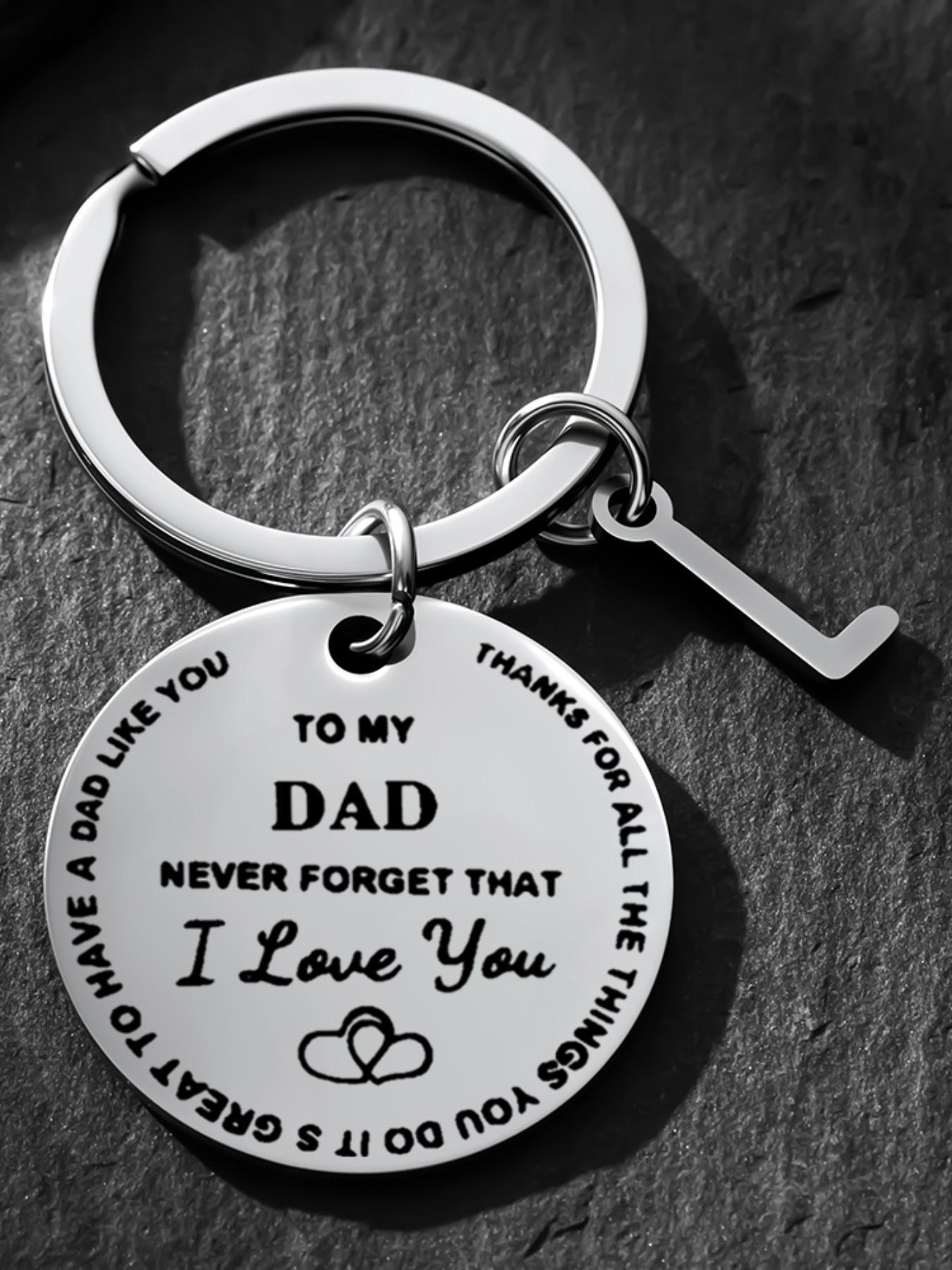 Engraved 'i Love You' Stainless Steel Keychain, Personalized Initial a Key Ring, Perfect Gift for Dad, Father's Day, Birthday, Christmas