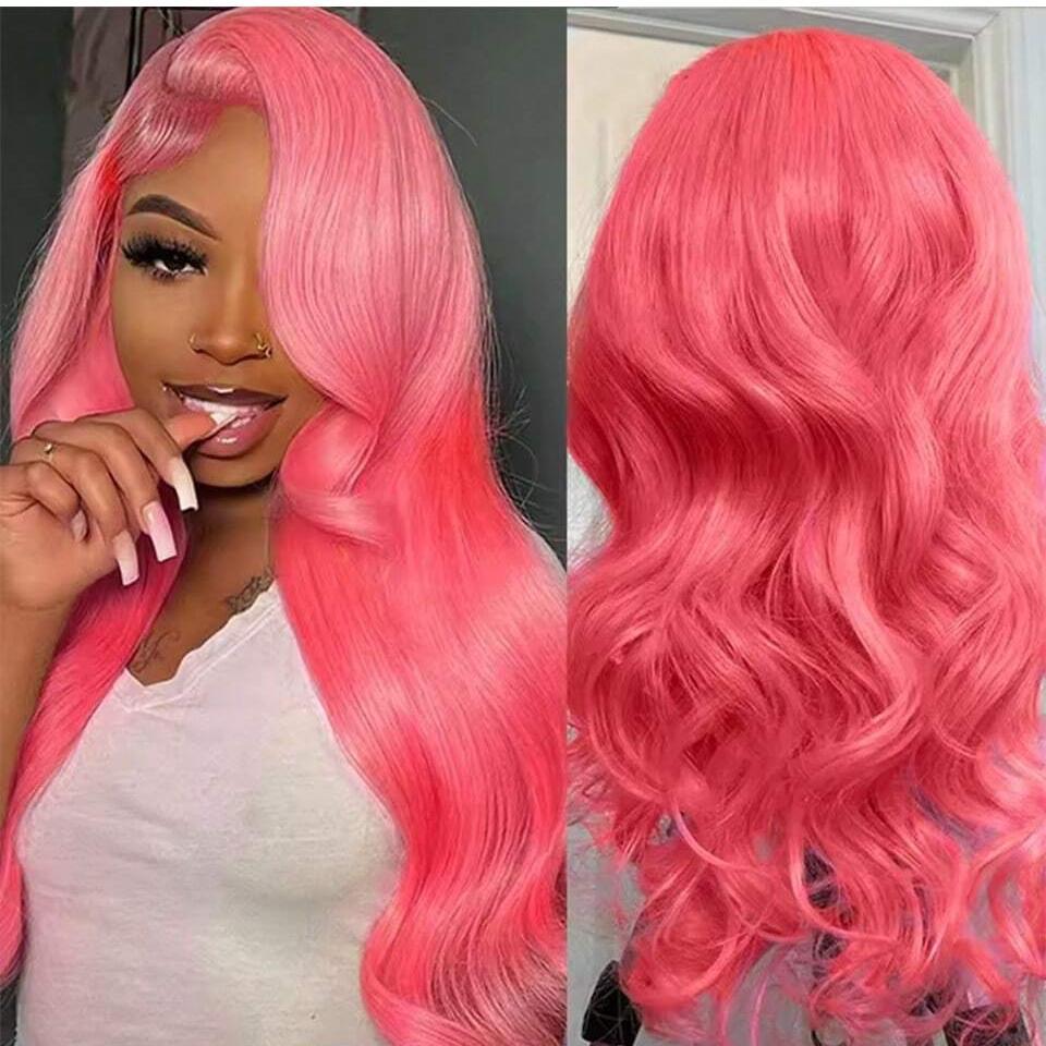 Ombre Lace Front Wig Human Hair Skunk Stripe Human Hair Wigs 13x6 Hd Lace Frontal Body Wave Highlight Pink Human Hair Wig Pink and Black Colored Wigs Human Hair 180%