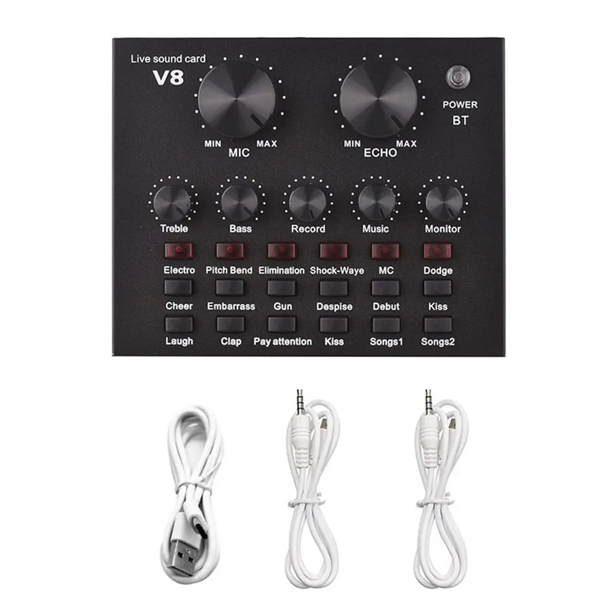 Professional Wireless Live Sound Card Equipment, BT Connection BM-800 Microphone Set for Mobile Phone, Computer, Notebook, DJ Sound Control Equipment, Adjustable