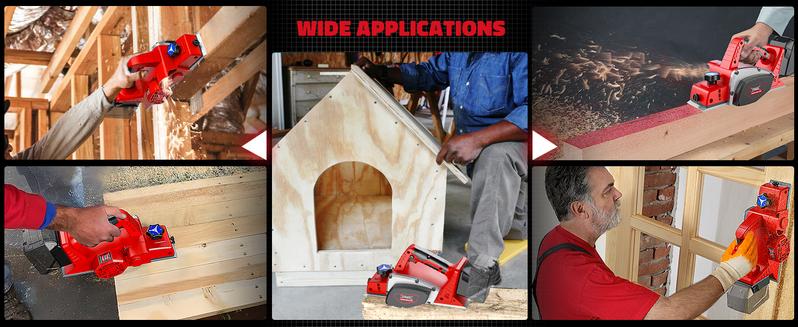 Cordless 3-1/4" Electric Hand Planer Compatible with Milwaukee 18V Battery (No Battery!!) 15000RPM Power Wood Planer for Woodworking Carpentry and Home DIY Blades and Edge Guide