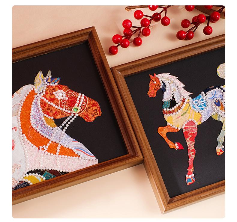 Mother's Day handmade Song brocade cloud shoulder pony DIY pearl photo frame fabric painting material kit team building warm-up decoration hanging ornament
