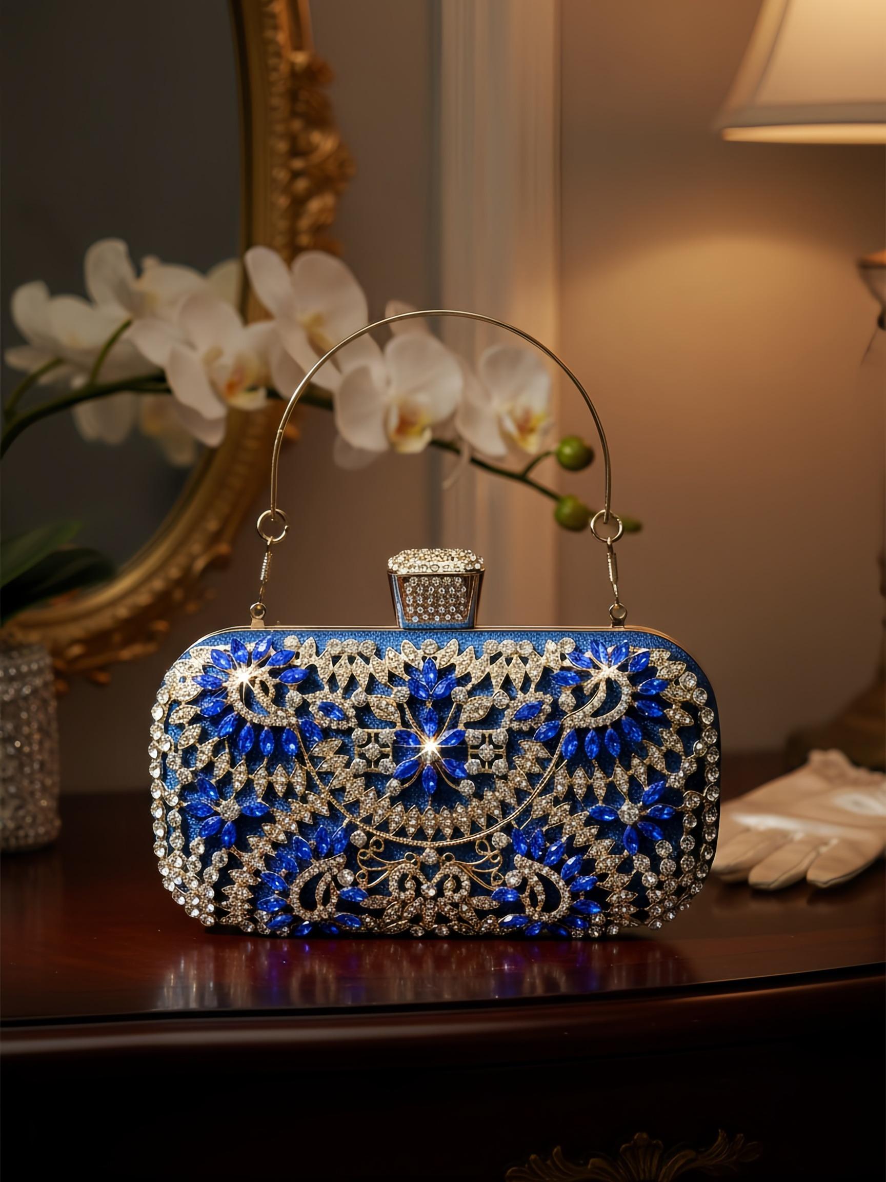 High-End Rhinestone Evening Bag, Fashionable Sparkling Fabric, Embellished Clutch, Versatile Banquet Clutch, Luxurious Handbag for Weddings, Parties, Birthdays