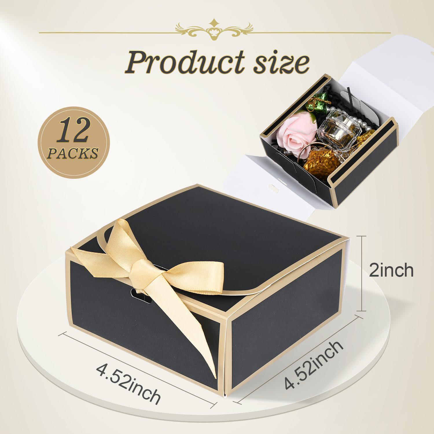 Gift Box Set With Lids, Deluxe Black Gift Box With Ribbon, Proposal Boxes, Best Man Proposal Boxes, Bridesmaid Boxes, Chocolate Candy Boxes For Graduation Gifts. Gift Boxes With Bow Ribbon Packaging Suitable For Weddings, Engagements, Birthday