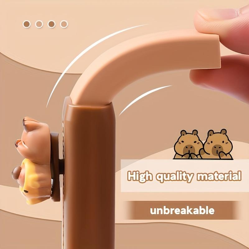 Capybara Eraser with Retractable Push-Pop Design, Multifunctional Stationery, Cute Animal Theme Durable Polyester Eraser for School, Office & Art Supplies (Multiple Colors)