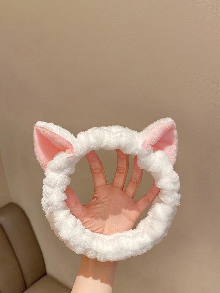 Hairband Cat Coral Plush Headband Cute Soft Hair Bow Headband Hairband Wash Face Makeup Headband Bandage Girl Accessories