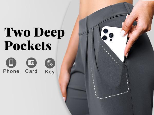 Dlooda Womens Wide Leg Dress Pants Stretchy High Waisted Work Pants Business Casual Office Trousers with Pockets