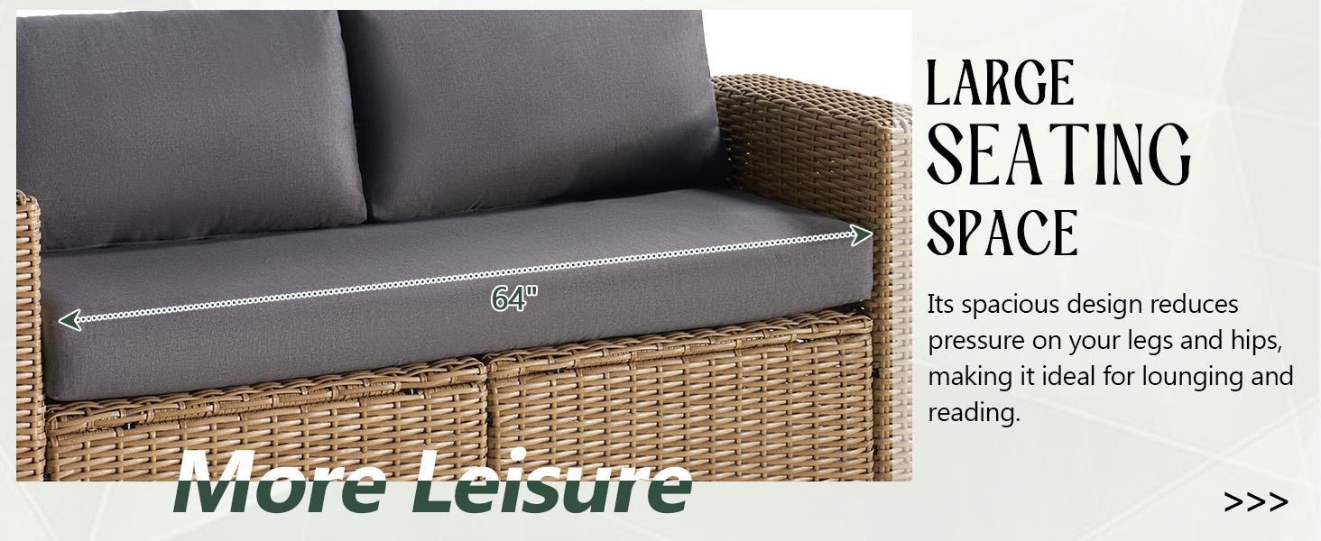 [Spring Sale] VanAcc 5 Piece Outdoor Patio Furniture Sets, All Weather Wicker Conversation Set, Rattan Sofa Chair with Washable Cushions & 2 Coffee Tables for Garden, Poolside, Backyard, Brown+Grey