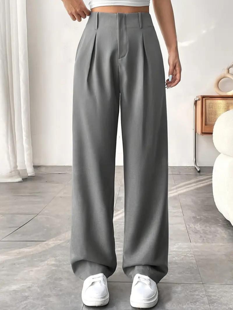 Elegant High-Waisted Wide-Leg Pants, Slimming Fit Spring Summer Fashion, Versatile Casual Business Wear, Long Comfortable Trouser Elegant High-Waisted Wide-Leg Pants, Slimming Fit Spring Summer Fashion, Versatile Casual Business Wear, Long Comfortable Trouser
