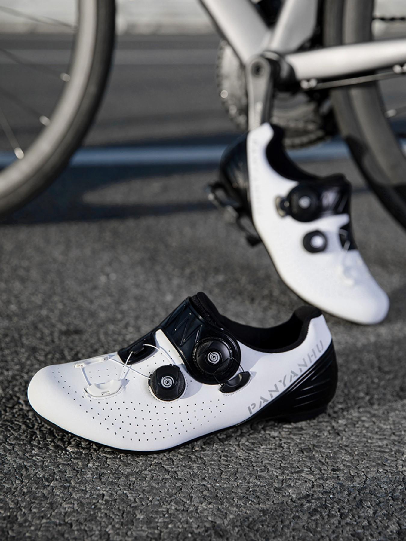 Unisex Cycling Shoes, Indoor Road Bike Shoes, Sporty PU Leather, Wide Fit, Colorblock Design, All Seasons, Professional Style
