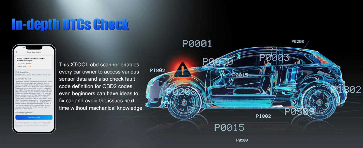 XTOOL AD20 OBD2  Car Scanner Code Reader Check Engine Light Diagnostic Scan Tool for iPhone/Android, OBDII Scanner for Car, Mode 6, Live Data, Freeze Frame, Performance/Voltage Test battery tester Springtok