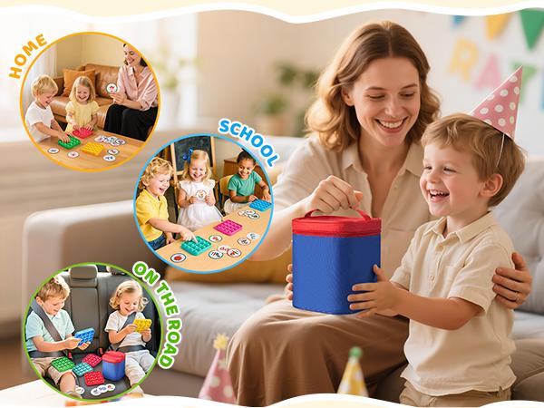 JoyCat Alphabet Bingo Board Game, ABC Learning Toys, Bingo Game for Kids Kindergarten Preschool 1st 2nd 3rd (6 Fidget Pads + 26 Flash Cards)