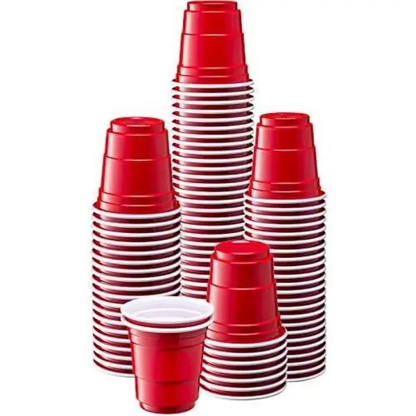 [2 oz. - 100 Count Mini Shot Glasses Disposable - Red Jello Shot Cups for Parties and Events (Formerly Comfy Package)
