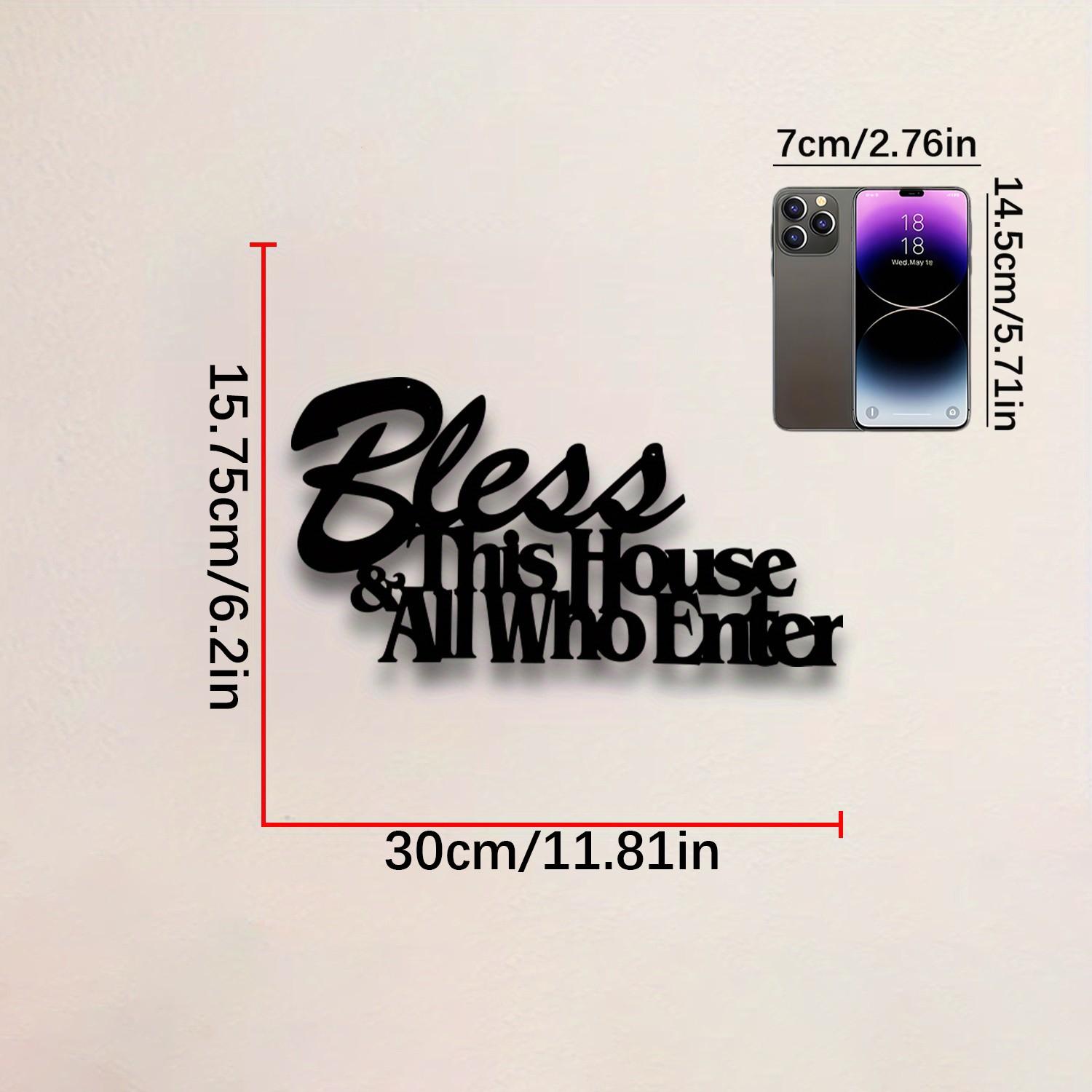 Christian Bible Verse Wall Plaque, Metal Decorative Sign, Suitable for Home, Office, Church, Bless This House and All That Enter, Living Room Bedroom Decoration