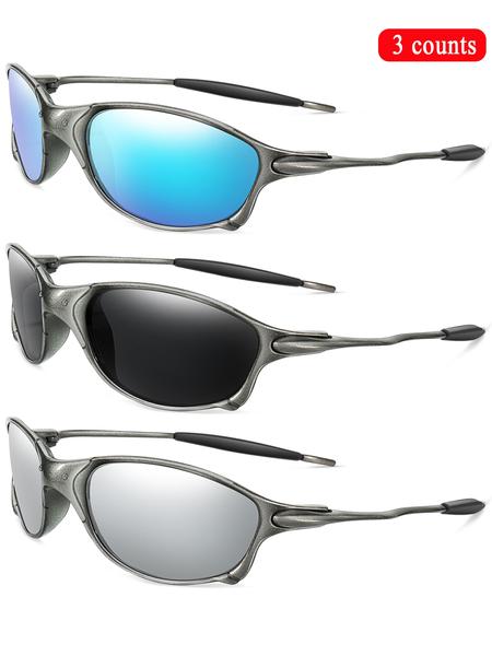 5 Pairs/set Unisex Vintage Oval Frame Vintage Sunglasses, Outdoor Sports Sunglasses, Fashionable Sunglasses for Men & Women for Daily Wear, Tinted Lenses Sunglasses