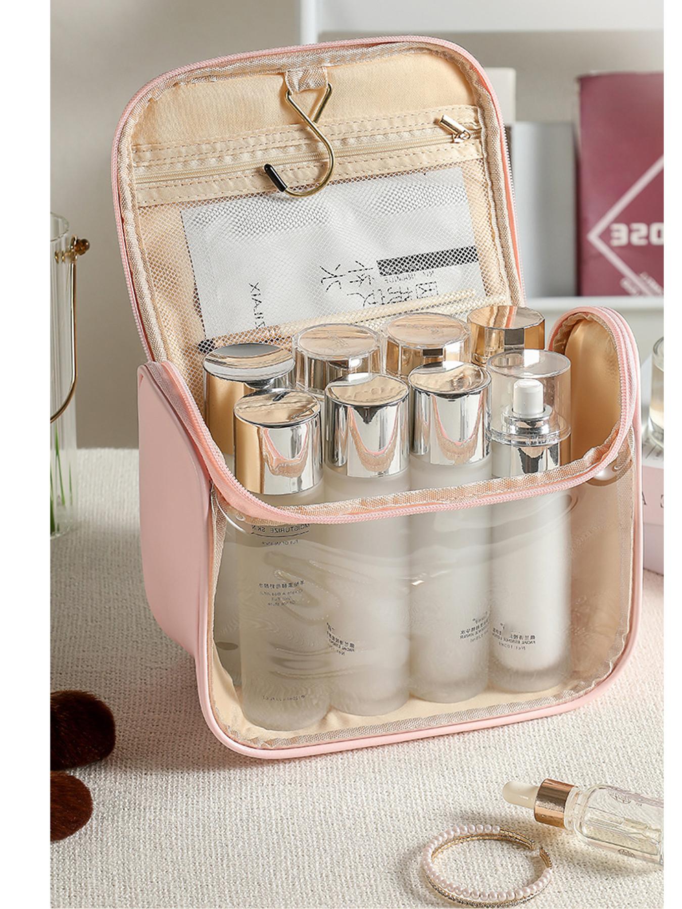 Portable Multi-Functional Transparent Makeup Bag, Travel Organizer, Daily Use, Waterproof Cube Design, Large Capacity Storage Bag
