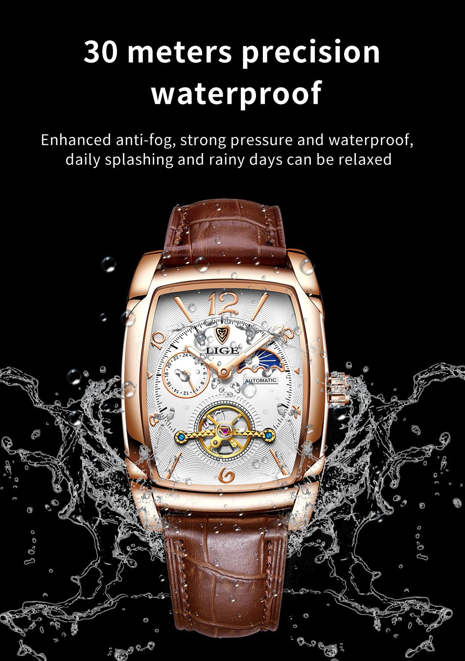 Square Men's Business Watch with Waterproof and Luminous Function at Night chronograph watch analog  watch