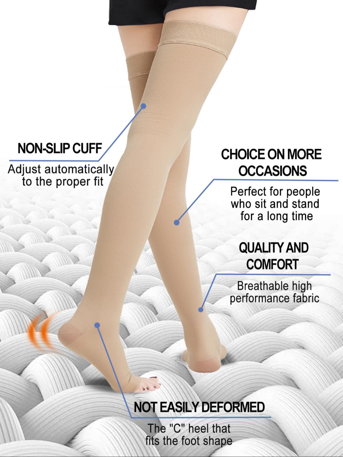 2 Pairs Knee Thigh High Compression Stockings Over the Knee for Women Men Long Socks Compression Athletic Socks 15 - 20 mmhg Circulation Socks Blood Flow Issues Running Pregnancy Sport Gym Medias para la Mujer Medical