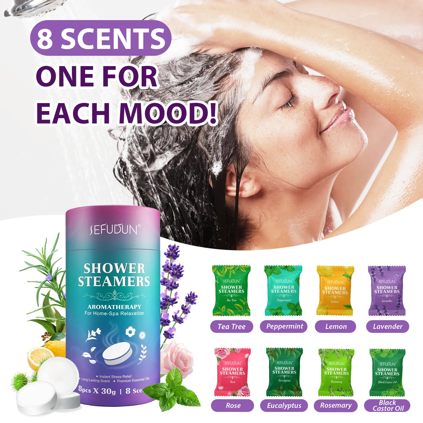 Shower Steamers Aromatherapy Gifts for Women and Men, 8 Tablets | Birthday, Self-Care, Spa & Relaxation Gifts | for Teen Girls, Mom, Best Friend, Sister, Her, Girlfriend, Grandma, Wife