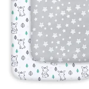 Pack and Play Sheets, 2 Pack Mini Crib Sheets, Stretchy Playard ted Sheet,  with Graco Pack n Play, Soft and Breathable Material, Stars & Bunny